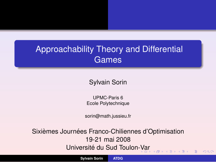 approachability theory and differential games