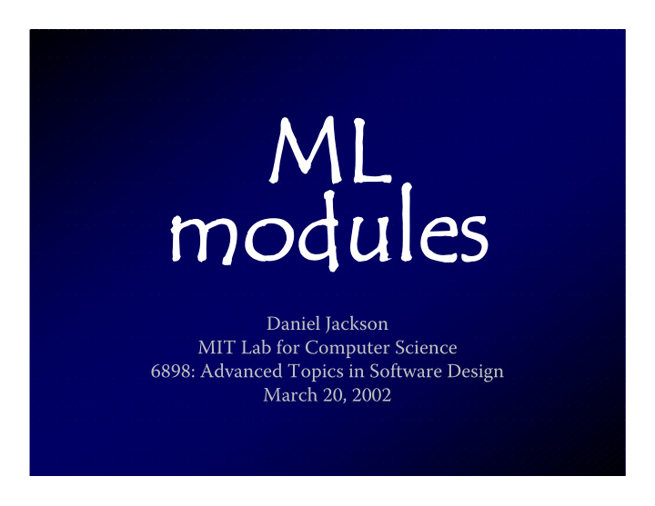 ml modu modules les
