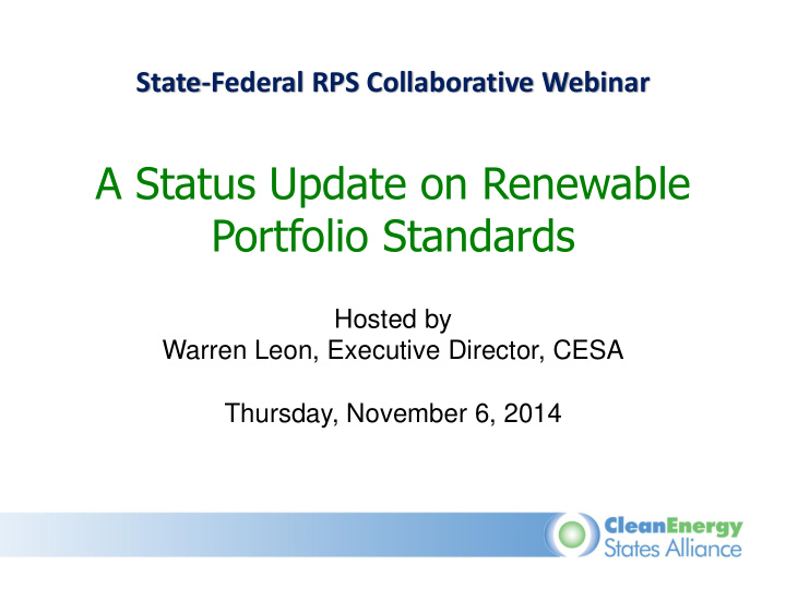 a status update on renewable portfolio standards