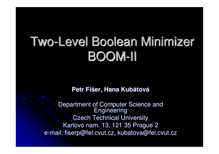 two level boolean minimizer level boolean minimizer two