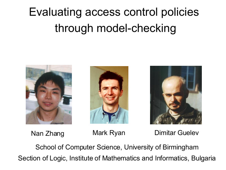 evaluating access control policies through model checking