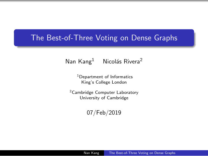 the best of three voting on dense graphs
