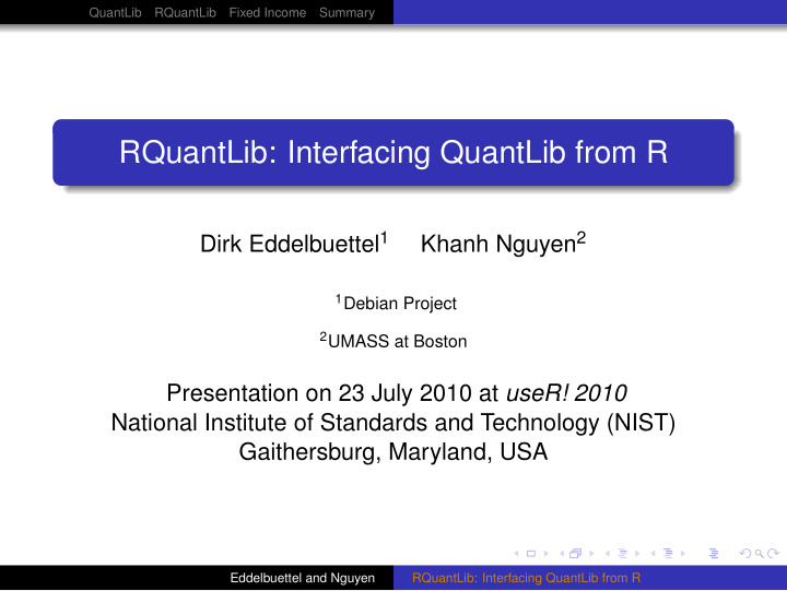 rquantlib interfacing quantlib from r