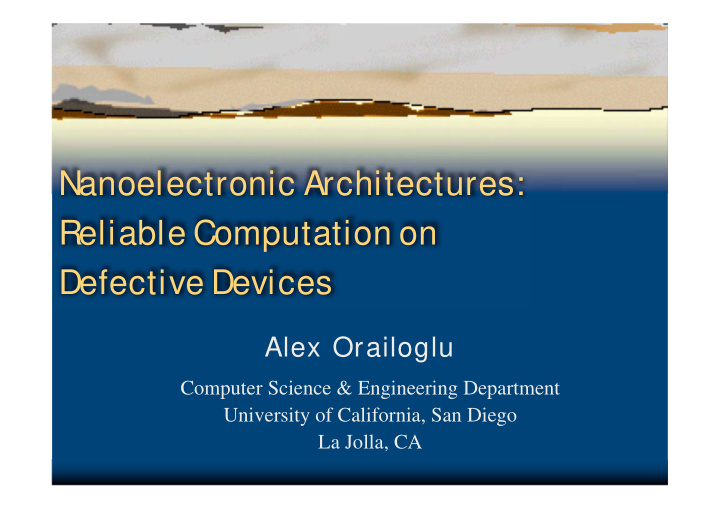 nanoelectronic architectures reliable computation on