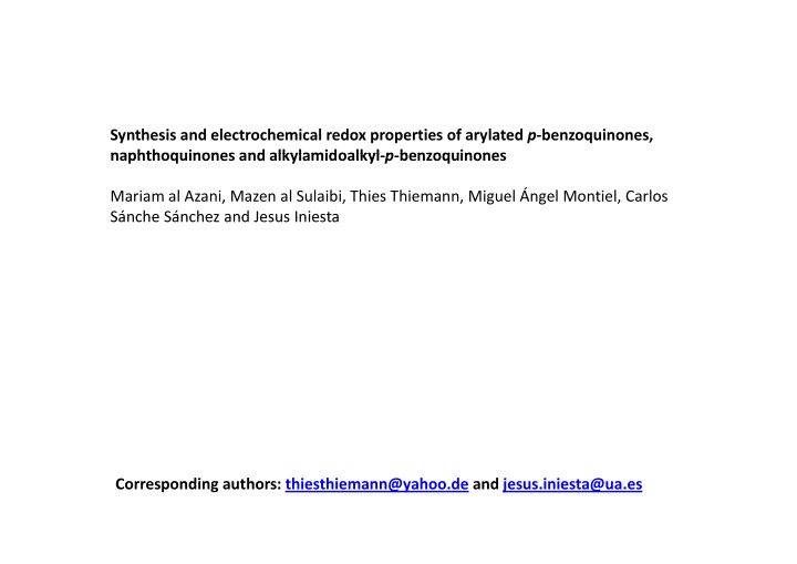 synthesis and electrochemical redox properties of