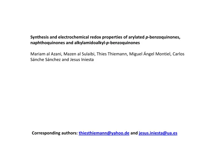 synthesis and electrochemical redox properties of