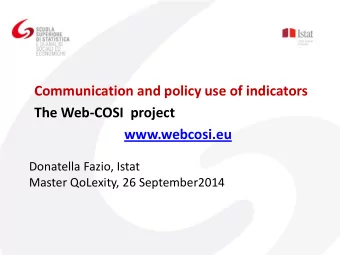 The Web-COSI  project  www.webcosi.eu  Donatella Fazio, Istat  Master QoLexity, 26 September2014