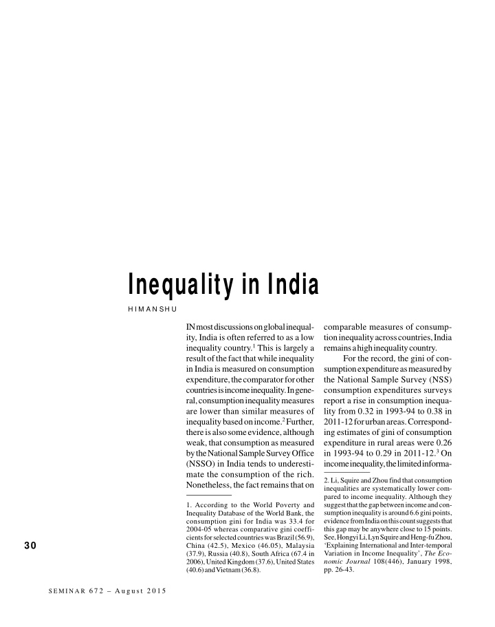 inequality in india