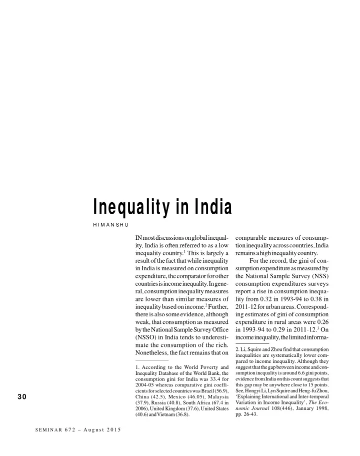 inequality in india