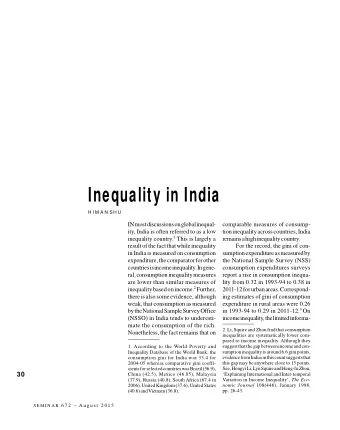 Inequality in India  H I M A N SH U  IN most discussions on global inequal-  comparable measures of