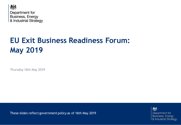 eu exit business readiness forum may 2019