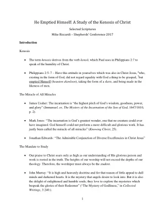 He Emptied Himself: A Study of the Kenosis of Christ  Selected Scriptures Mike Riccardi