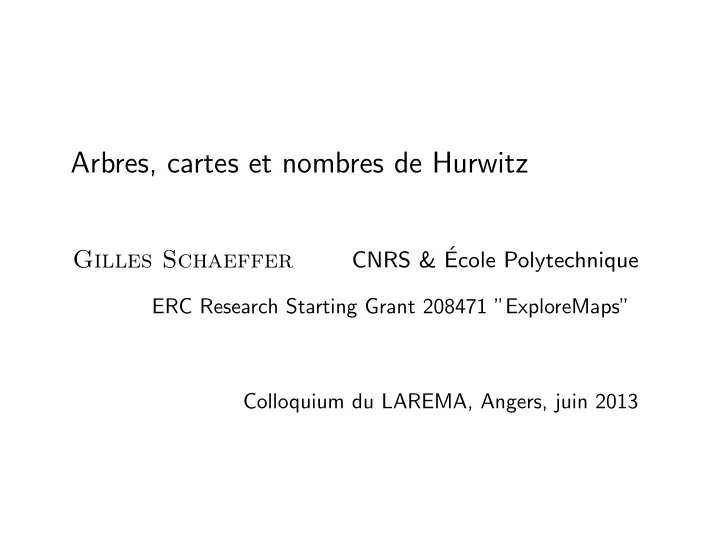 arbres cartes et nombres de hurwitz
