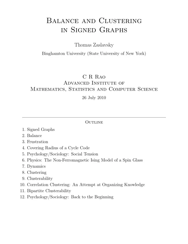 balance and clustering in signed graphs