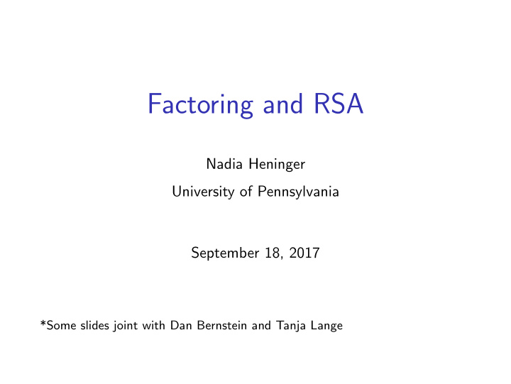 factoring and rsa