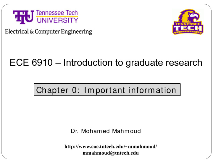 ece 6910 introduction to graduate research