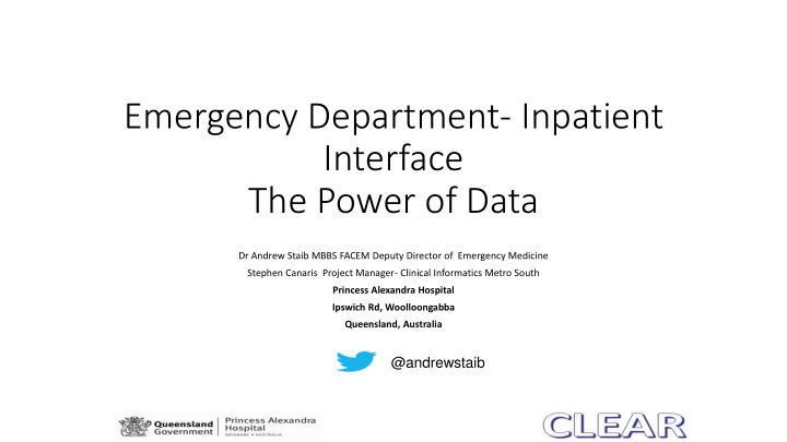 emergency department inpatient interface the power of data