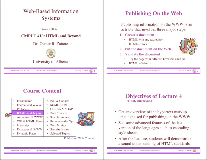 web based information publishing on the web systems