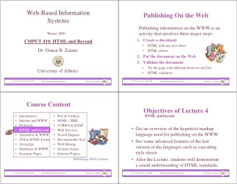 Web-Based Information  Publishing On the Web  Systems  Publishing information on the WWW is an