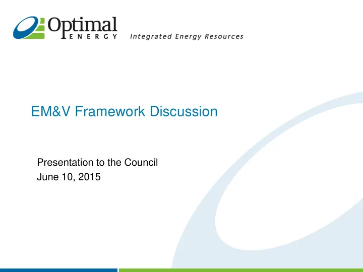 em v framework discussion