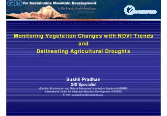 Click to edit Master title style  Monitoring Vegetation Changes w ith NDVI Trends   Click to