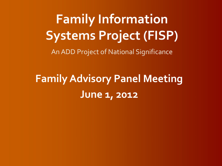 family information systems project fisp
