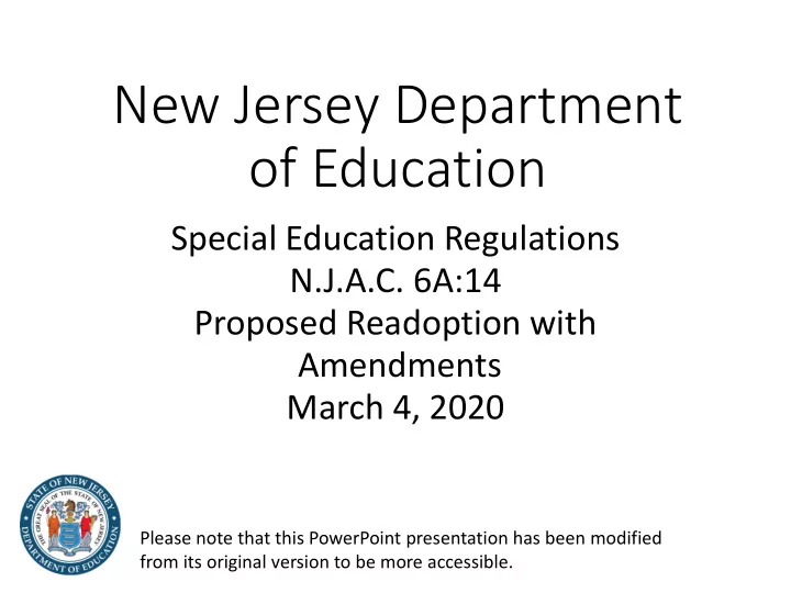 new jersey department of education