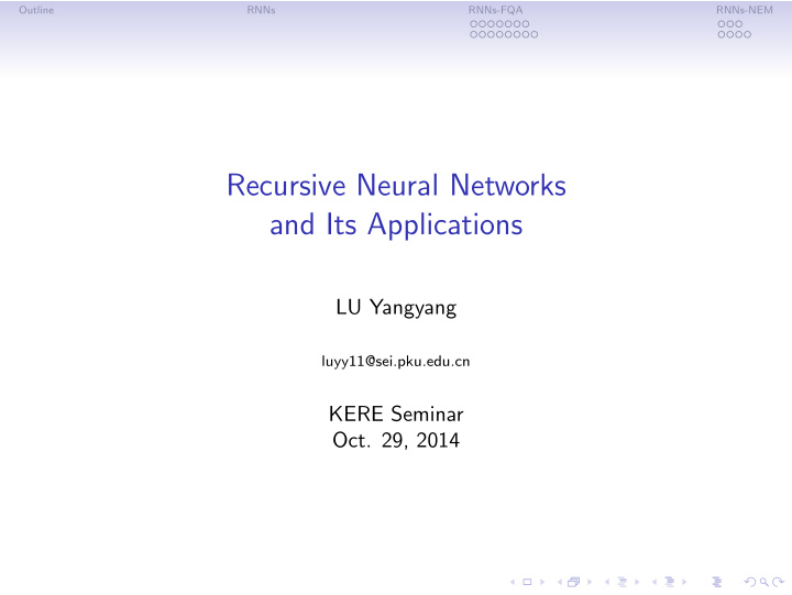 recursive neural networks and its applications