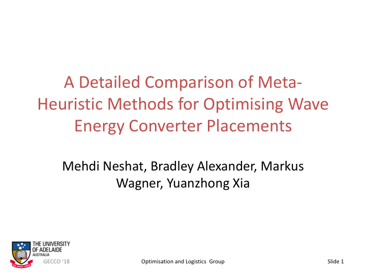 a detailed comparison of meta heuristic methods for