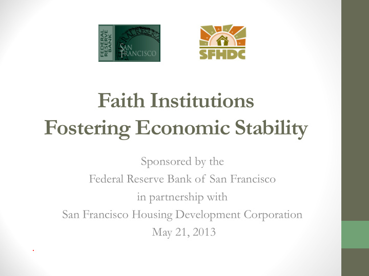faith institutions fostering economic stability
