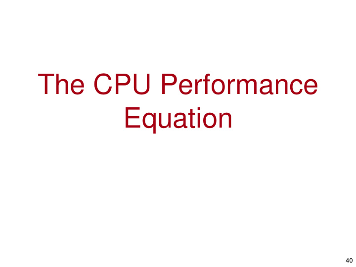 the cpu performance equation