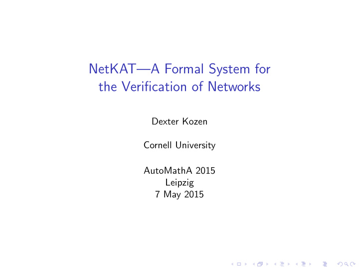 netkat a formal system for the verification of networks