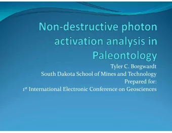 Tyler C. Borgwardt  Tyler C. Borgwardt  South Dakota School of Mines and Technology  Prepared for: