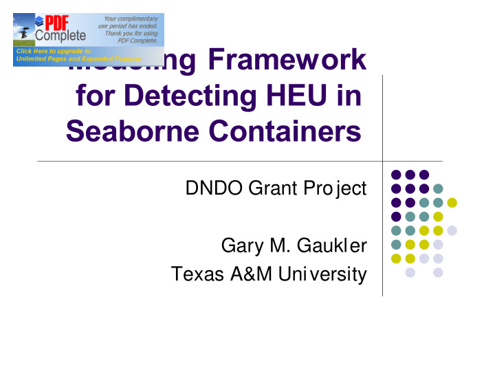 modeling framework for detecting heu in seaborne