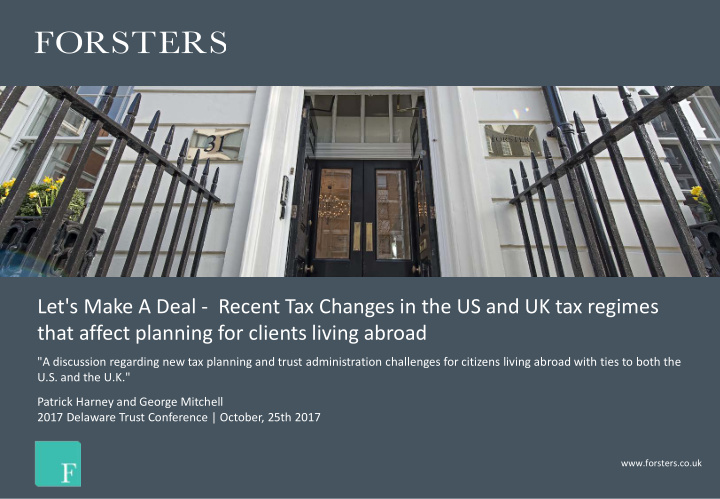 let s make a deal recent tax changes in the us and uk tax