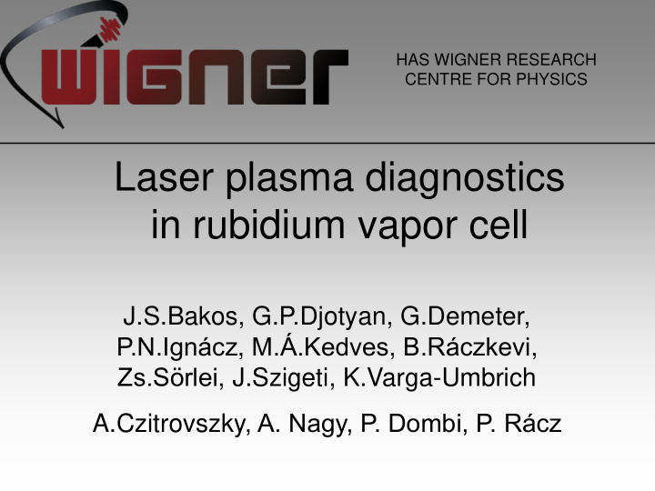 laser plasma diagnostics
