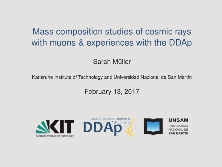 mass composition studies of cosmic rays with muons