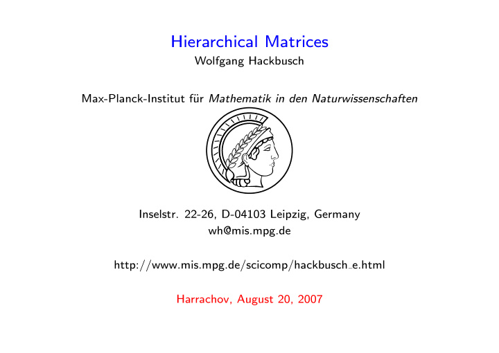 hierarchical matrices