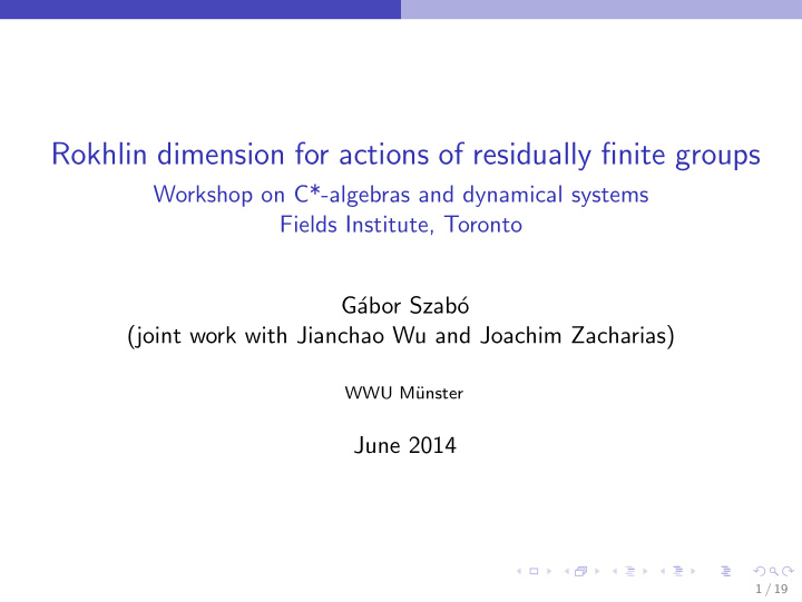 rokhlin dimension for actions of residually finite groups