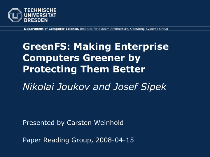 greenfs making enterprise computers greener by protecting