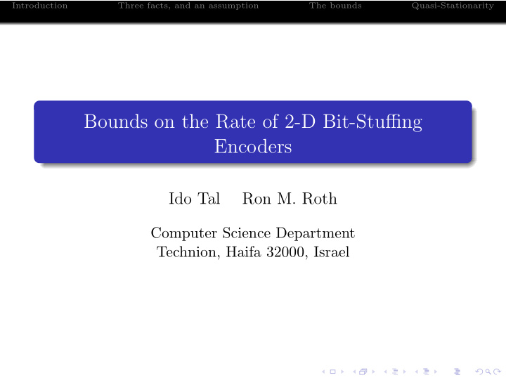 bounds on the rate of 2 d bit stuffing encoders