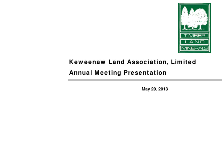 kew eenaw land association limited