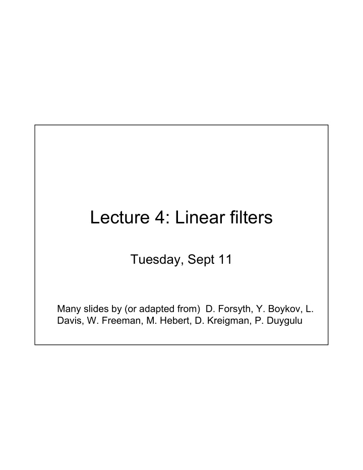 lecture 4 linear filters