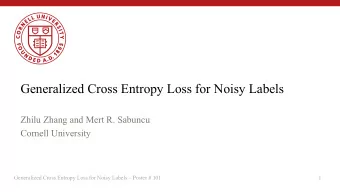 Generalized Cross Entropy Loss for Noisy Labels  Zhilu Zhang and Mert R. Sabuncu  Cornell