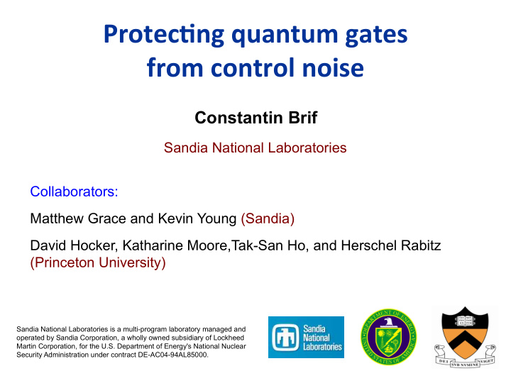 protec ng quantum gates from control noise