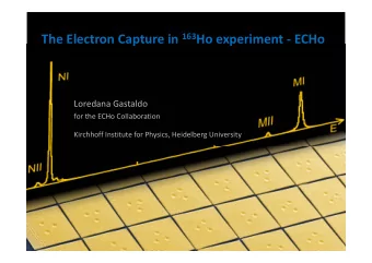 The Electron Capture in 163 Ho experiment  ECHo  Loredana Gastaldo  for the ECHo Collaboration