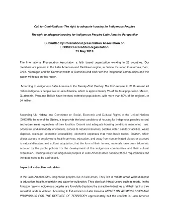 Submitted by International presentation Association on  ECOSOC accredited organization  31 May 2019