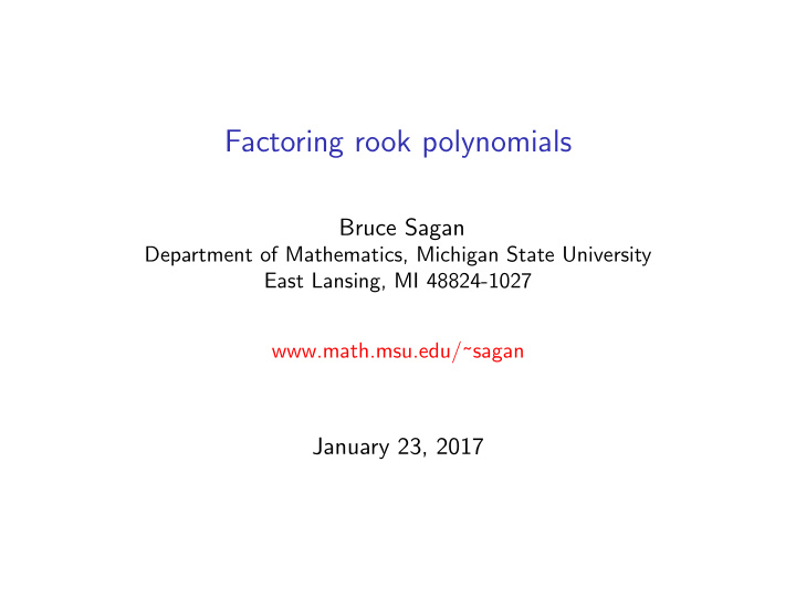 factoring rook polynomials