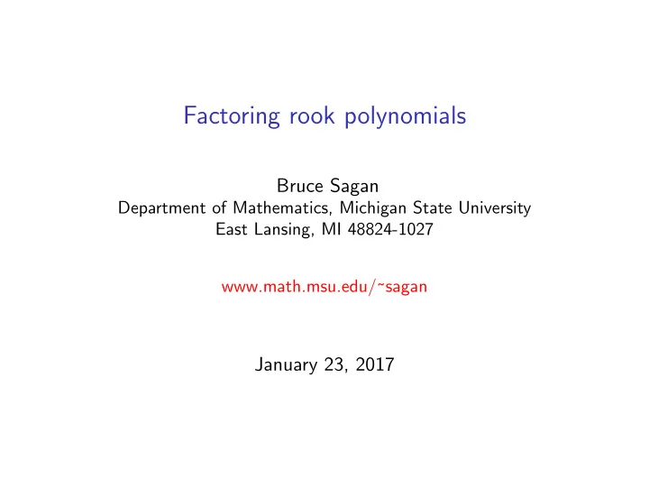 factoring rook polynomials