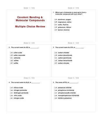 Covalent Bonding &amp; A aluminum, oxygen  Molecular Compounds  B  magnesium, iodine  sulfur,